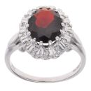 18ct White Gold 0.14ct Diamond and Garnet Cluster Ring
