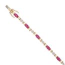9ct Yellow Gold 0.25ct Diamond And Ruby Bracelet 7.5"