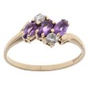 9ct Yellow Gold Amethyst And Cubic Zirconia Ring