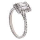 Platinum 0.55ct Emerald and Brilliant Cut Diamond Cluster Ring