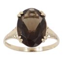 9ct Yellow Gold Smoky Quartz Single Stone Ring