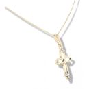 9ct Yellow Gold Crystal Cross Pendant And 16" Chain