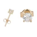 14ct Yellow Gold Cubic Zirconia Solitaire Stud Earrings