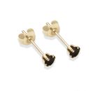9ct yellow gold 3mm black CZ stud Earrings