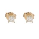 14ct Yellow Gold Cubic Zirconia Princess Cut Solitaire Stud Earrings