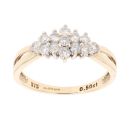 9ct Yellow Gold 0.50ct Brilliant Cut Diamond Cluster Ring