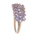 9ct Yellow Gold Iolite Three Row Ring