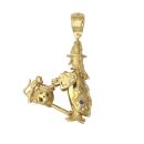 9ct Yellow Gold Moveable Cubic Zirconia Witch Pendant