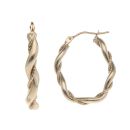 9ct Yellow Gold Twisted Oval Hoop Earrings