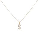 9ct Yellow Gold Personalised Block Cubic Zirconia Initial Pendant and Chain