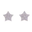 Silver Cubic Zirconia Star Stud Earrings by Icesia