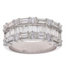 18ct White Gold 2.33ct Brilliant and Baguette Cut Diamond Fancy Three Row Ring