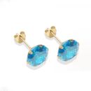 9ct yellow gold 8mm blue CZ stud Earrings