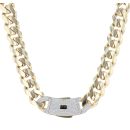 14ct Yellow Gold Monaco Curb Classic Cubic Zirconia Pave Lock Chain 24"