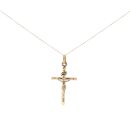 9ct Yellow Gold Crucifix Pendant & Chain 16"