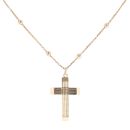 9ct Yellow Gold Patterned Cross Pendant And Bead Chain 24"