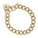 9ct Yellow Gold Heart Lock Charm Bracelet 7"