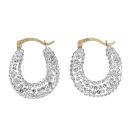 9ct Yellow Gold Small Silver Crystal Hoop Earrings