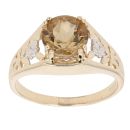 9ct Yellow Gold Smoky Quartz Single Stone Ring