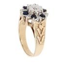 9ct Yellow Gold Sapphire And 0.05cts Diamond Cluster Ring