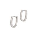 Sterling Silver Channel Set Cubic Zirconia Oval Huggie Hoop Earrings