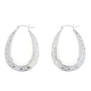 Silver Large Oval Creole Hoop Earrings By Icesia