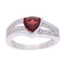 9ct White Gold Garnet and Diamond Triangular Ring