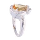 9ct White Gold Citrine and Diamond Pear Ring
