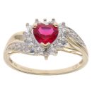 9ct Yellow Gold 0.05ct Diamond And Created Ruby Cluster Ring