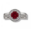 9ct White Gold Created Ruby And Cubic Zirconia Dress Ring