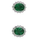 Silver Green Gemstone And Cubic Zirconia Cluster Stud Earrings By Icesia