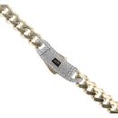 14ct Yellow Gold Monaco Classic Pave Lock Curb Chain 22"