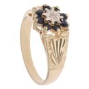 9ct Yellow Gold 0.01ct Diamond And Sapphire Cluster Ring