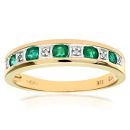 9ct Yellow Gold Emerald and Diamond Eternity Ring