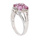 9ct White Gold 0.05ct Diamond And Pink Sapphire Cluster Ring