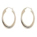 14ct Yellow and White Gold Greek Key Trio Oval Hoop Earrings