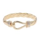 9ct Yellow and White Gold Patterned Hinged Bangle