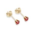 9ct yellow gold 3mm red CZ stud Earrings