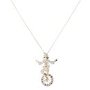 9ct Yellow Gold 0.15ct Diamond and Multi-Gemstone Clown Pendant and Chain 18"
