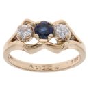 9ct Yellow Gold Sapphire And Cubic Zirconia Three Stone Ring