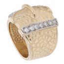 9ct Yellow And White Gold Cubic Zirconia Buckle Ring