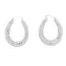 Sterling Silver Crystal Glitter Creole Earrings by Icesia