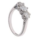 18ct White Gold 1.00ct Brilliant Cut Diamond Trilogy Ring