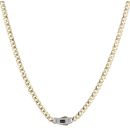 14ct Yellow Gold Monaco Curb Classic Alternate Flex Pave Lock Chain 18"