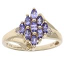 9ct Yellow Gold 0.02ct Diamond And Tanzanite Cluster Ring