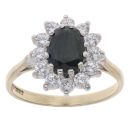 9ct Yellow Gold Sapphire And Cubic Zirconia Cluster Ring