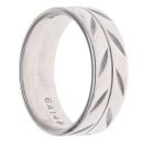9ct White Gold Flat Court Patterned Wedding Band 6mm
