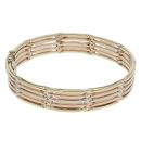 9ct Yellow, White and Rose Gold Wave Bangle