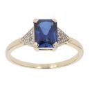 9ct Yellow Gold 0.05ct Diamond and Created Sapphire Solitaire Ring