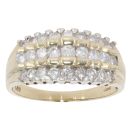 9ct Yellow Gold 1.00ct Three Row Diamond Fancy Ring